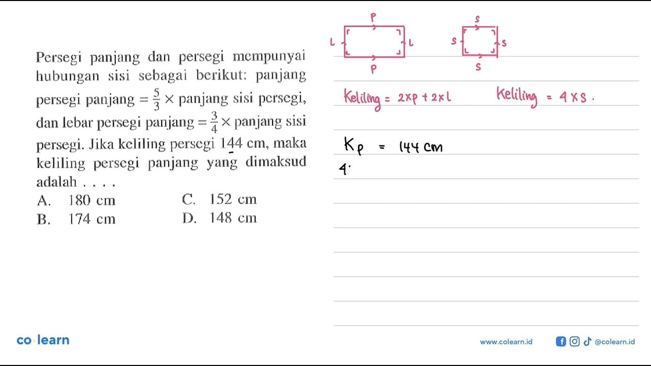 Persegi panjang dan persegi mempunyai hubungan sisi sebagai