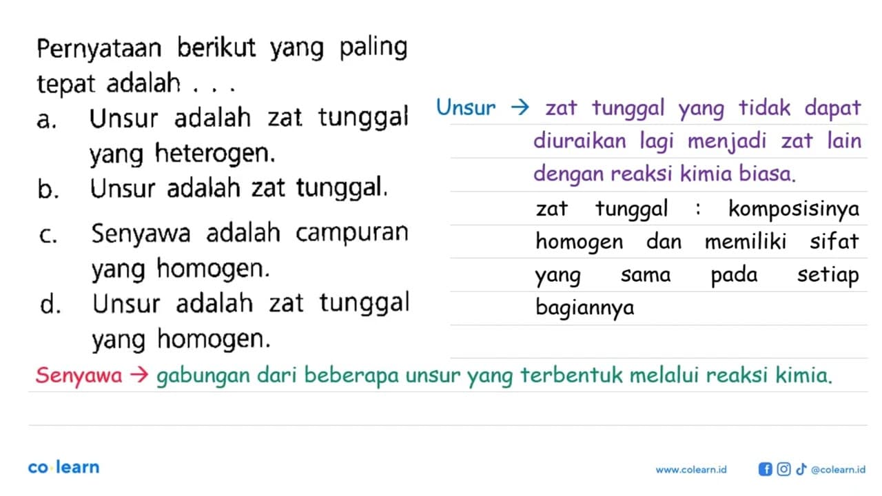 Pernyataan berikut yang paling tepat adalah ....