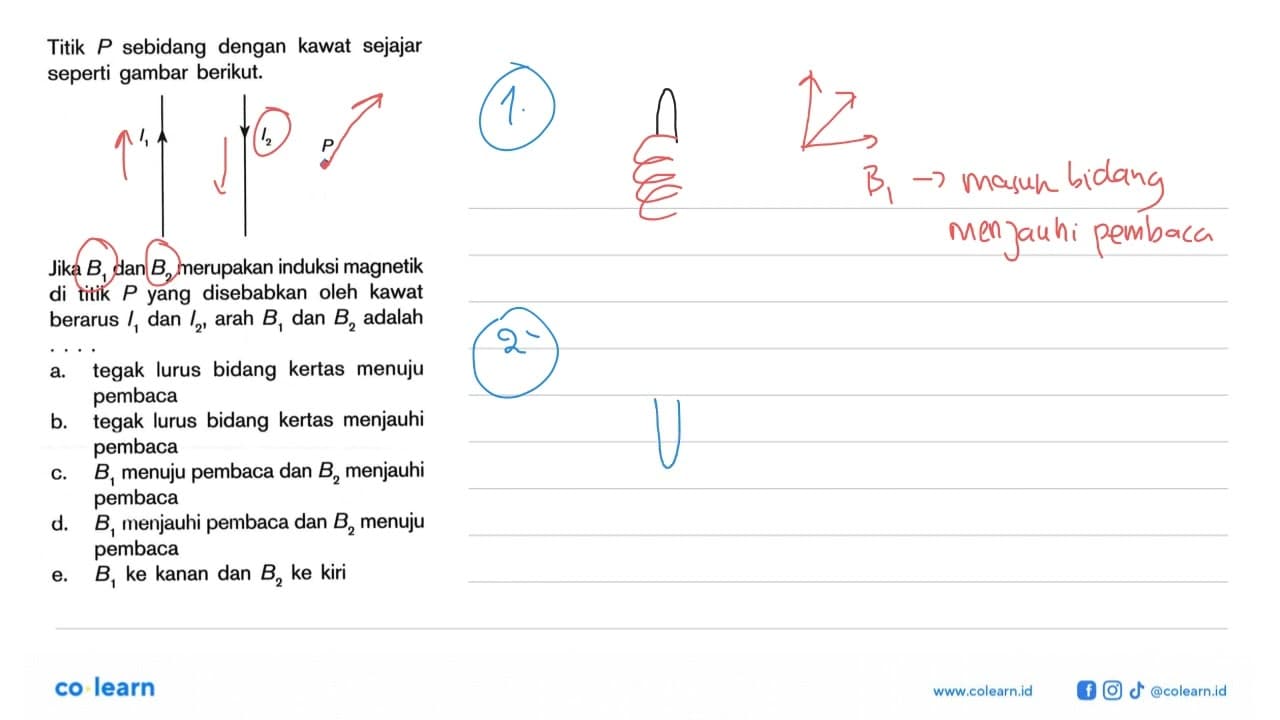 Titik P sebidang dengan kawat sejajar seperti gambar