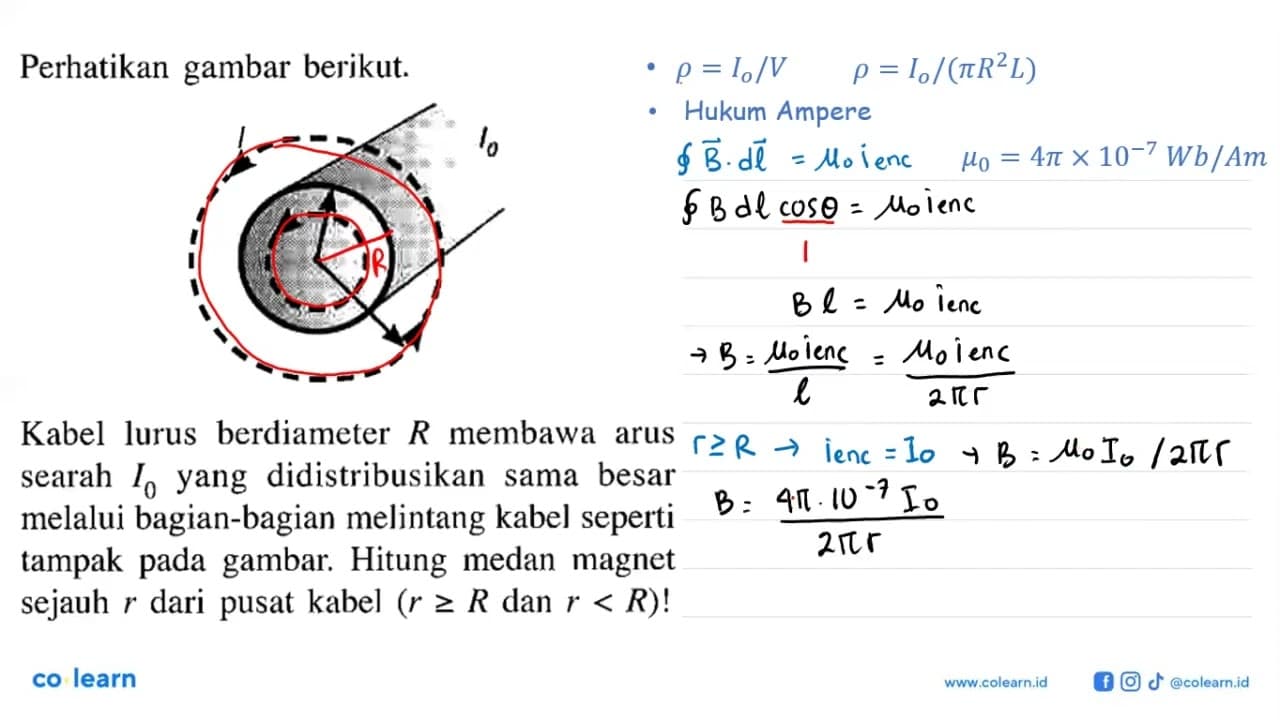 Perhatikan gambar berikut. I0 Kabel lurus berdiameter R