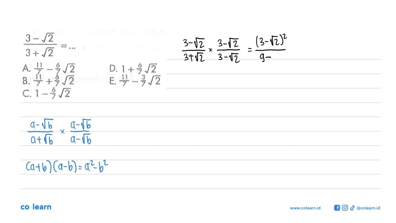 (3 - akar(2))/(3 + akar(2)) = ...