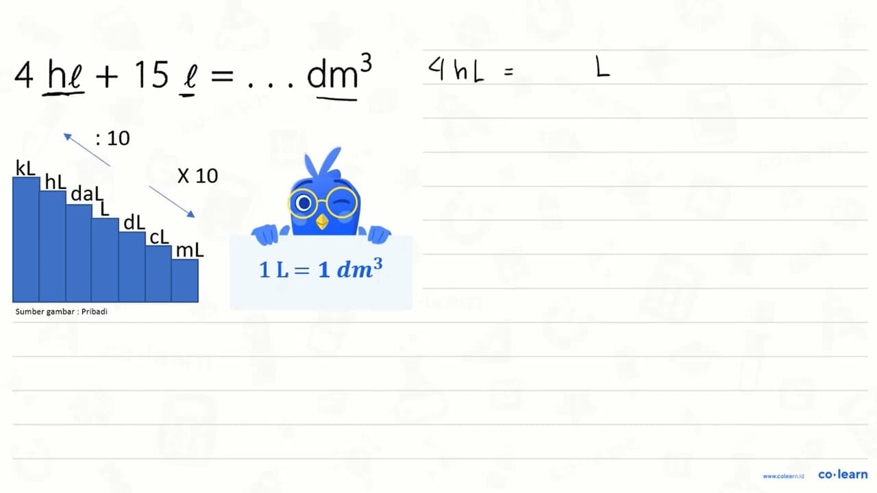 4hl + 15l = ... dm^3