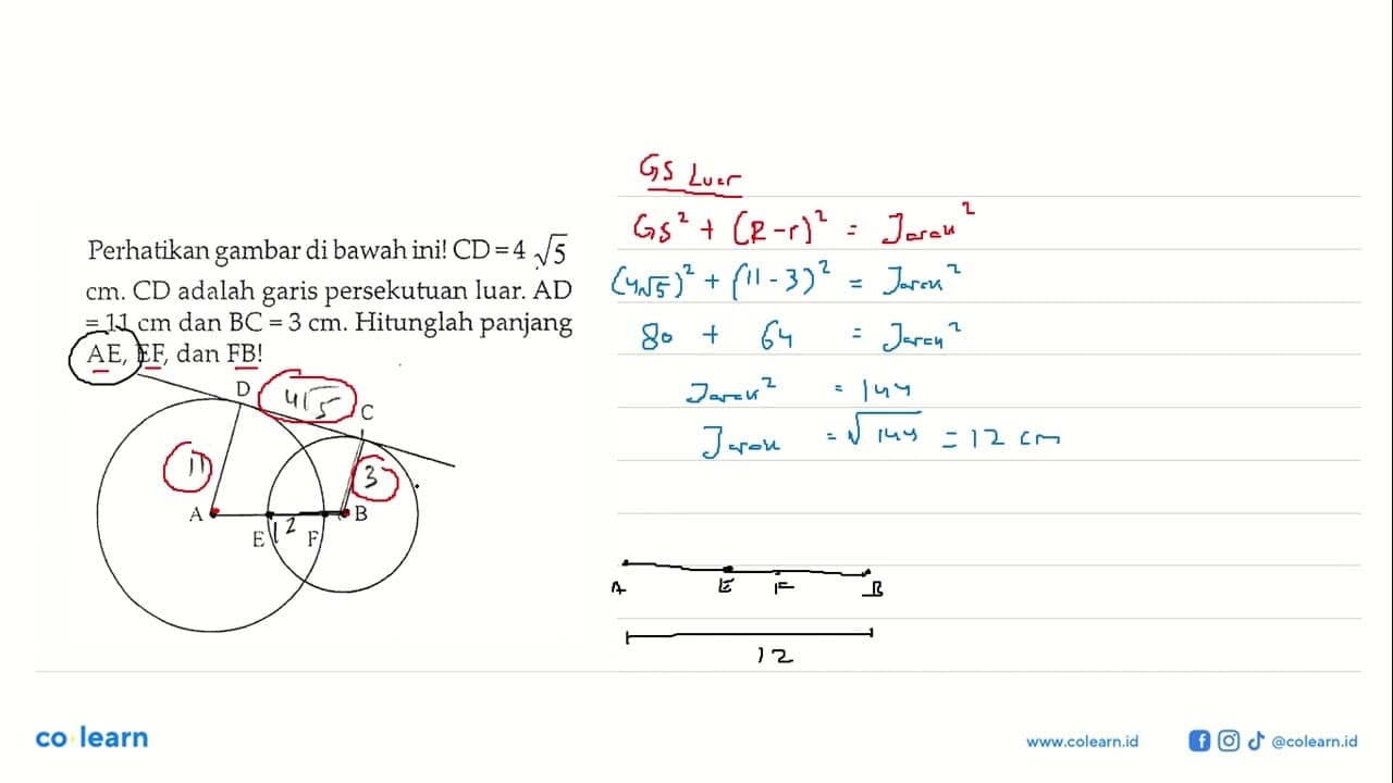 Perhatikan gambar di bawah ini! CD=4 akar(5) cm. CD adalah