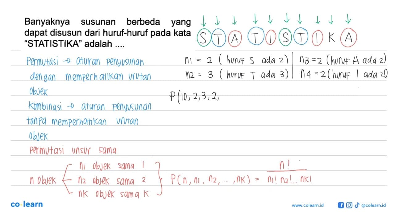 Banyaknya susunan berbeda yang dapat disusun dari