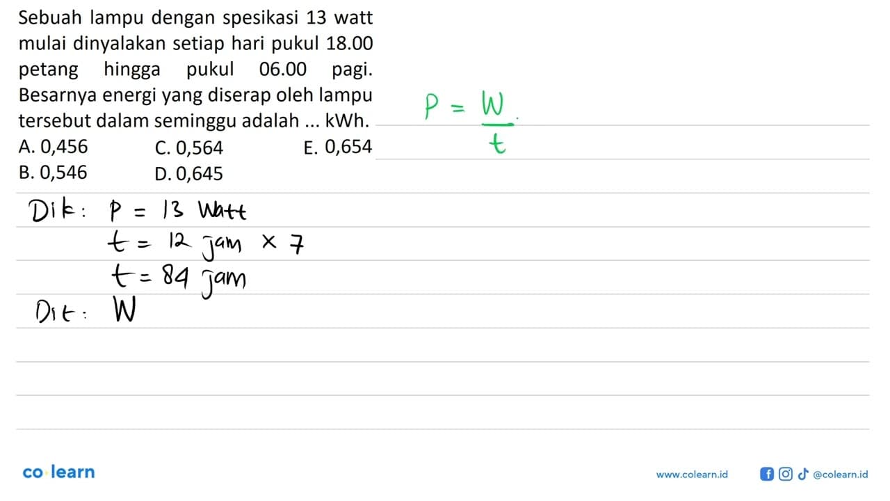 Sebuah lampu dengan spesifikasi 13 watt mulai dinyalakan