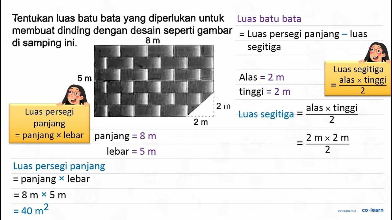 Tentukan luas batu bata yang diperlukan untuk membuat