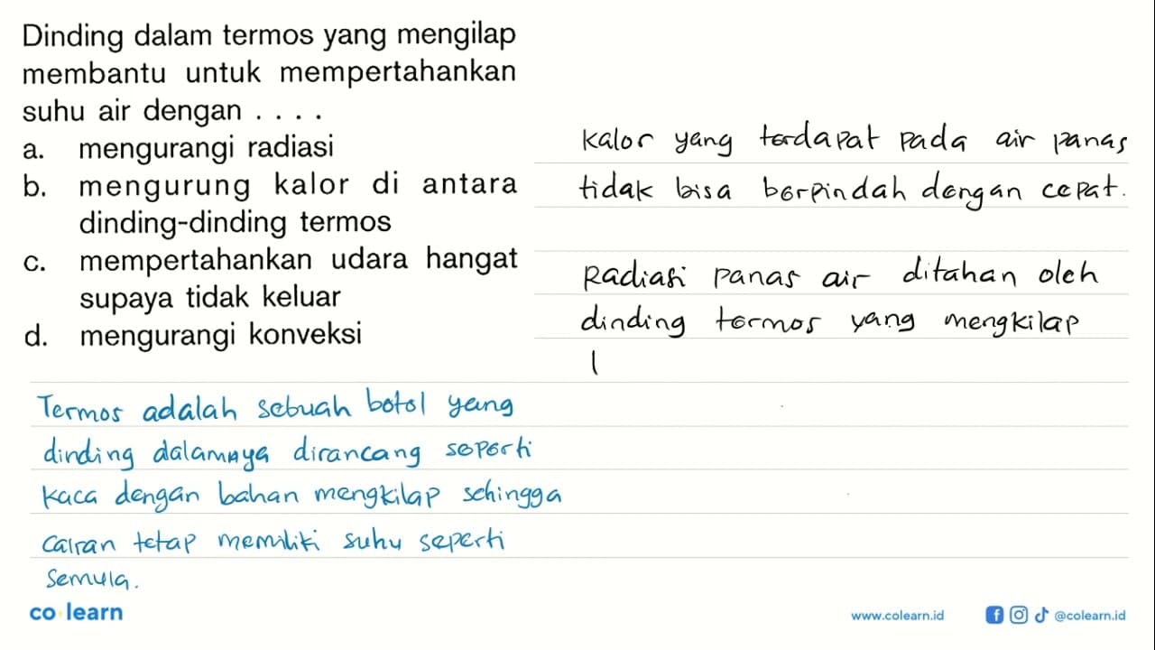 Dinding dalam termos yang mengilap membantu untuk