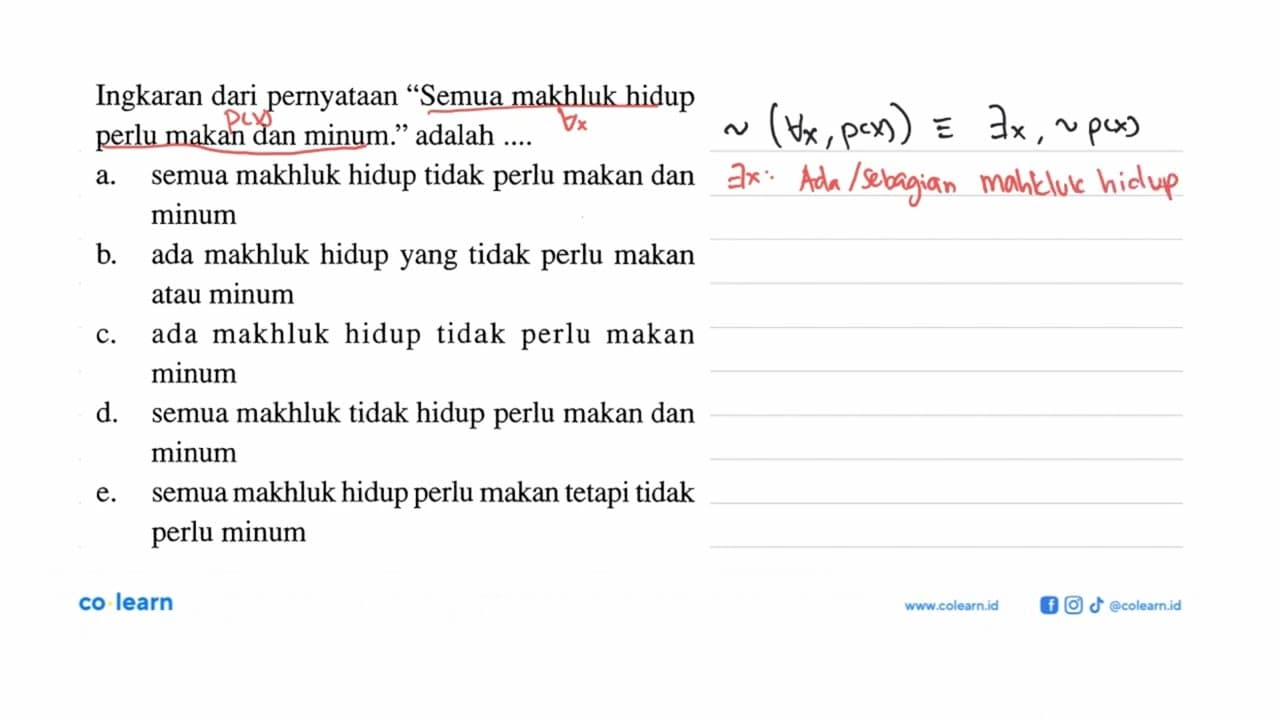 Ingkaran dari pernyataan 'Semua makhluk hidup perlu makan