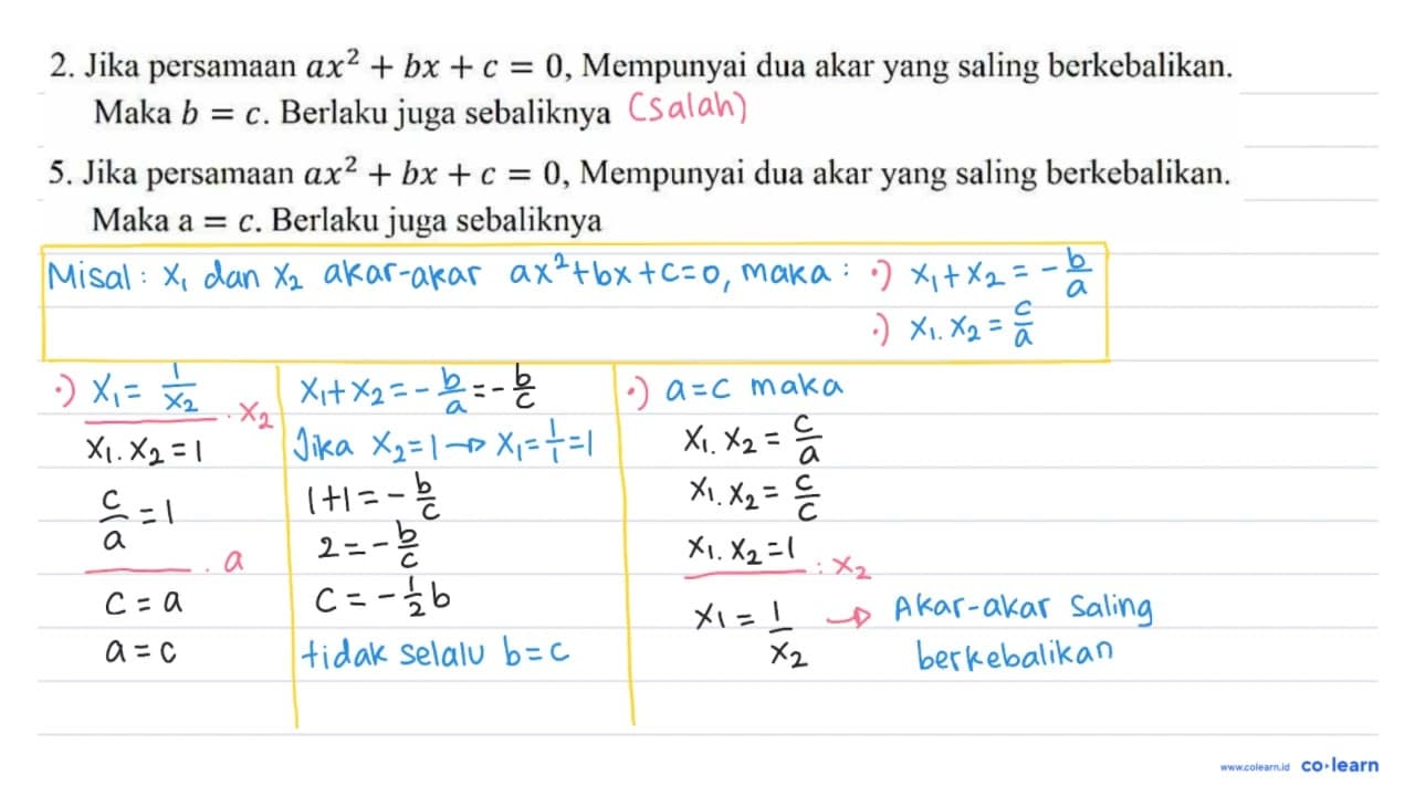 Dari kelima pernyataan di bawah ini, maka pernyataan yang