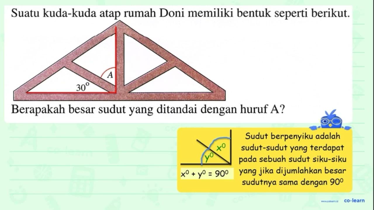 Suatu kuda-kuda atap rumah Doni memiliki bentuk seperti