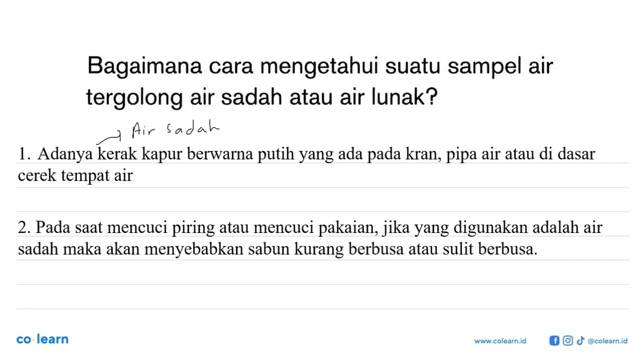 Bagaimana cara mengetahui suatu sampel air tergolong air