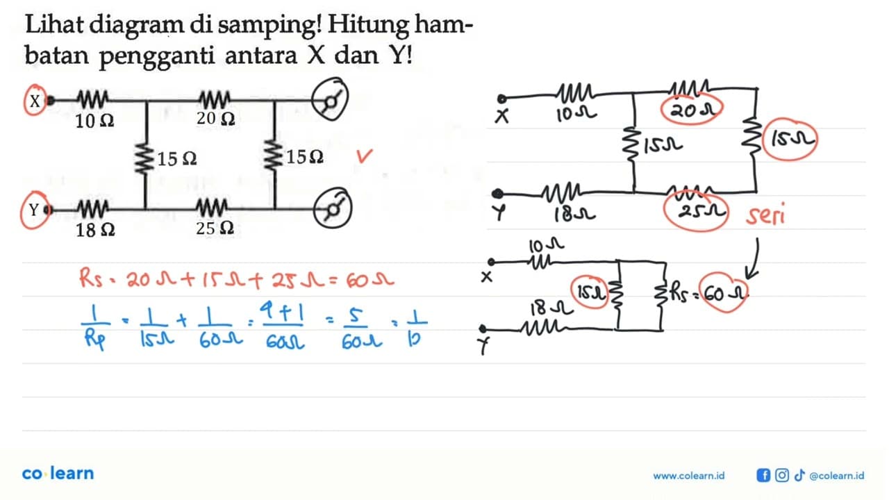 Lihat diagram di samping! Hitung hambatan pengganti antara