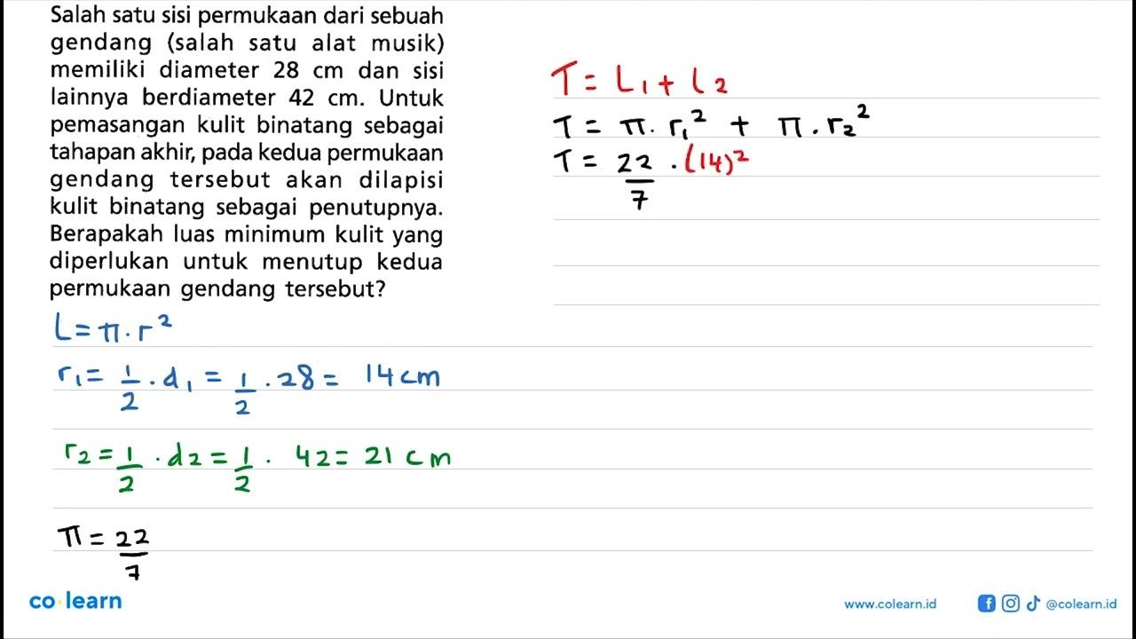 Salah satu sisi permukaan dari sebuah gendang (salah satu