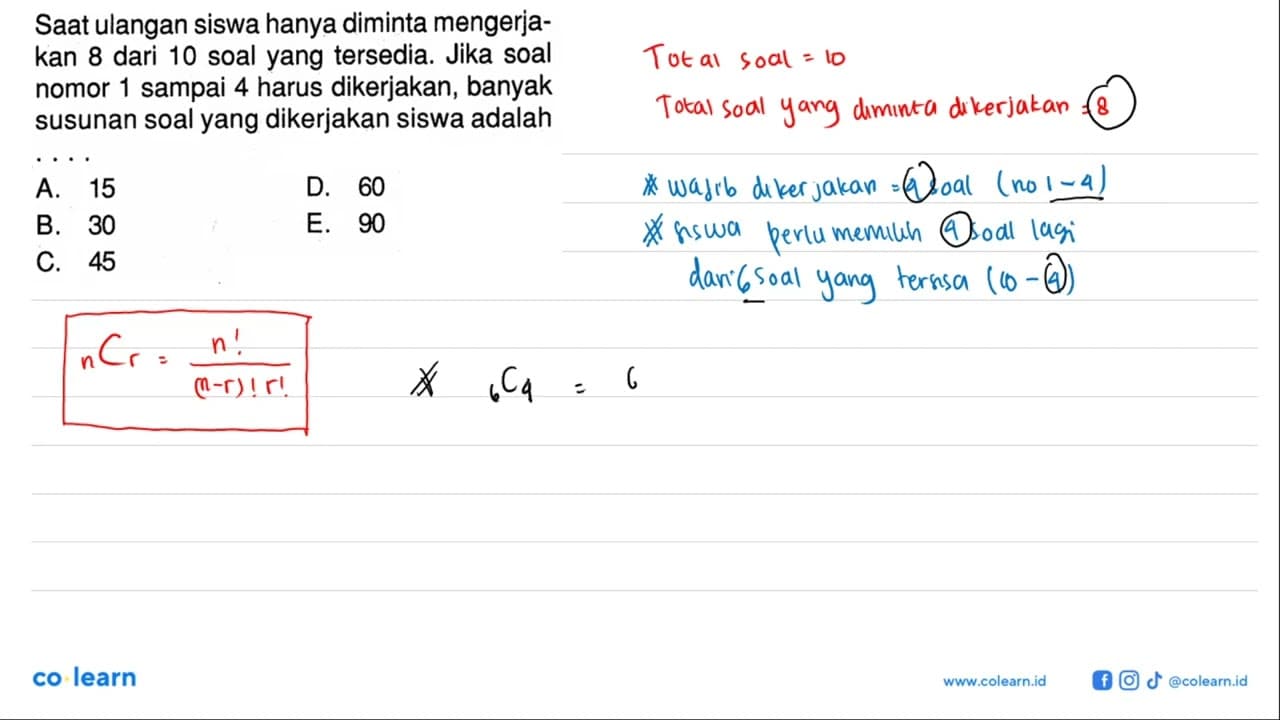 Saat ulangan siswa hanya diminta mengerjakan 8 dari 10 soal