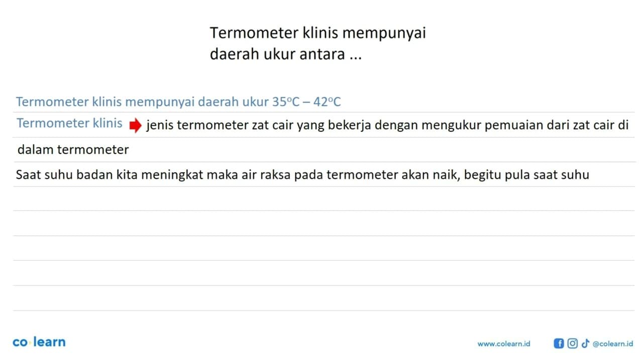 Termometer klinis mempunyai daerah ukur antara...