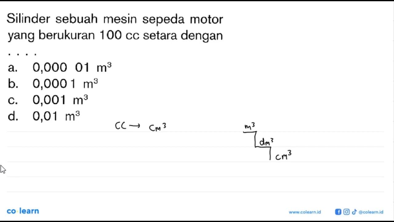 Silinder sebuah mesin sepeda motor yang berukuran 100