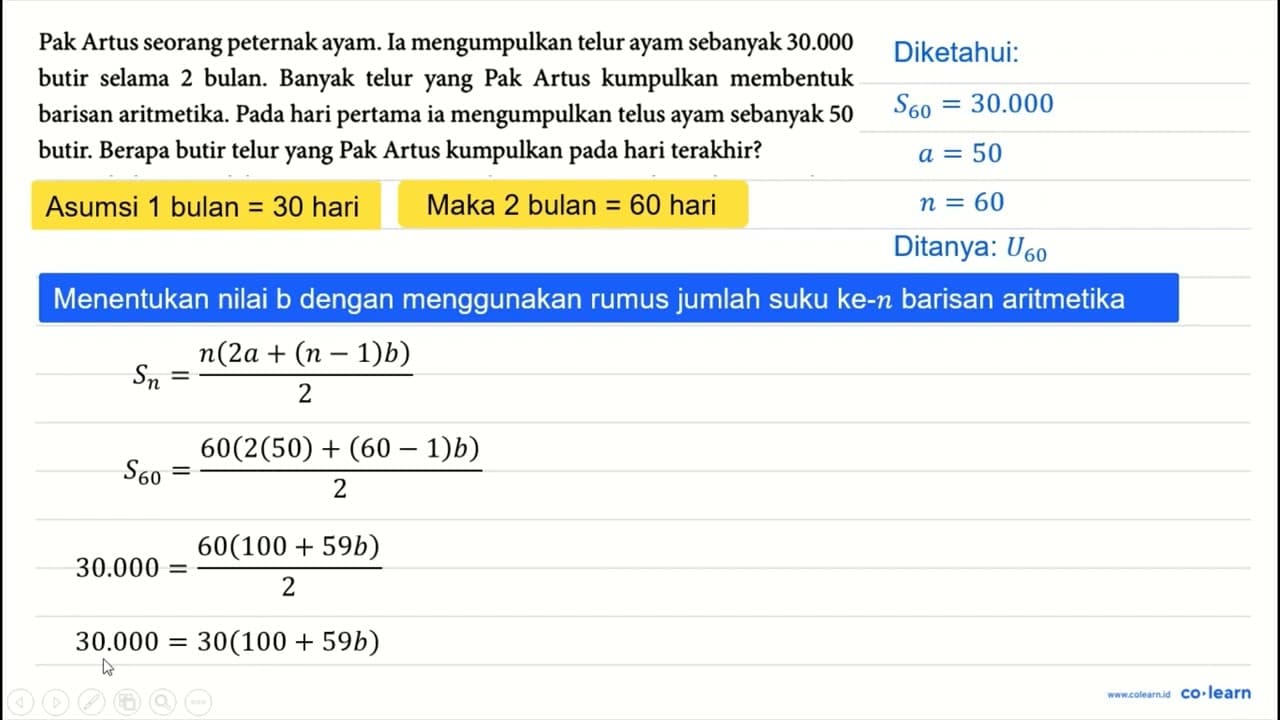 Pak Artus seorang peternak ayam. Ia mengumpulkan telur ayam