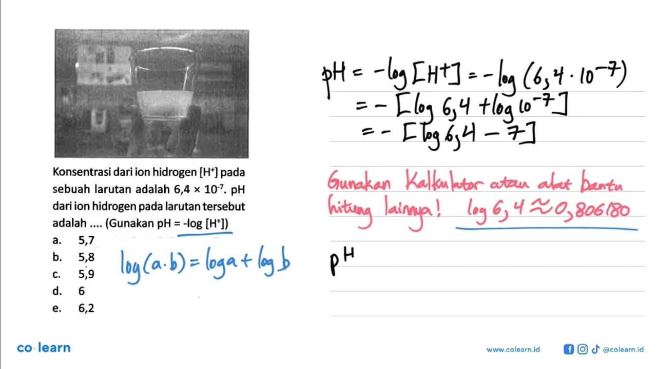 Konsentrasi dari ion hidrogen [H^+] pada sebuah larutan