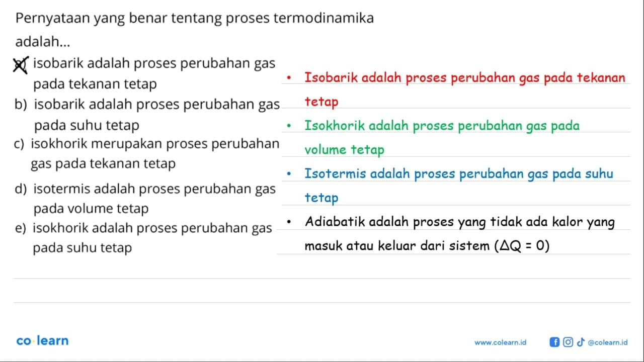 Pernyataan yang benar tentang proses termodinamika