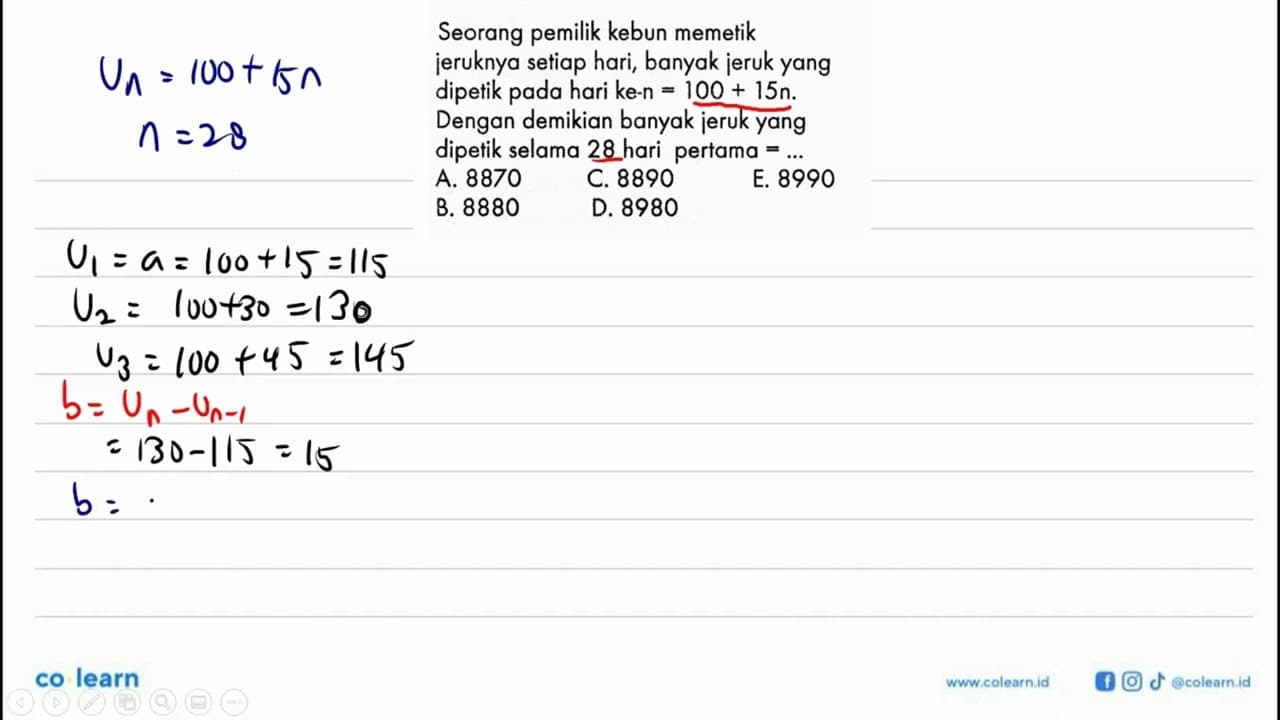 Seorang pemilik kebun memetik jeruknya setiap hari, banyak