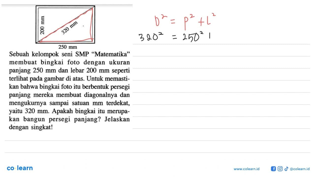 Sebuah kelompok seni SMP 'Matematika' membuat bingkai foto