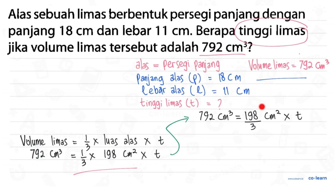 Alas sebuah limas berbentuk persegi panjang dengan panjang