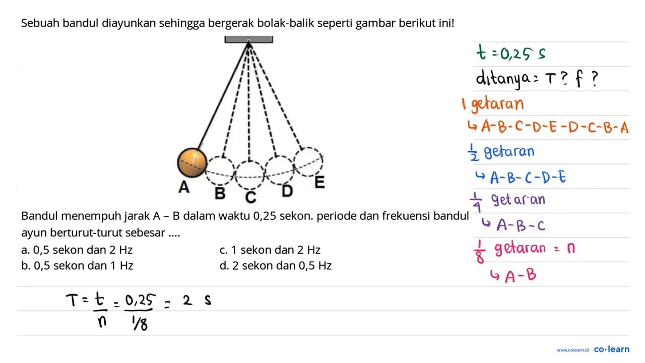 Sebuah bandul diayunkan sehingga bergerak bolak-balik