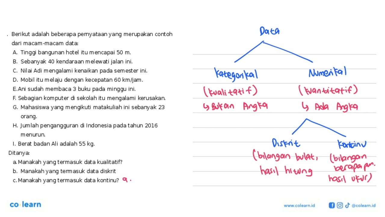 Berikut adalah beberapa pemyataan yang merupakan contoh