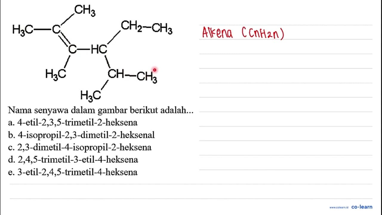 H3C C CH3 C HC CH2 CH3 H3C CH CH3 H3C Nama senyawa dalam