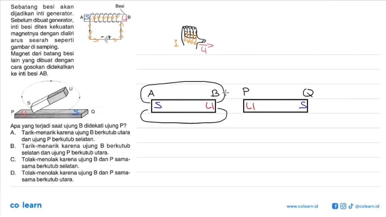 Sebatang besi akan dijadikan inti generator. Sebelum dibuat