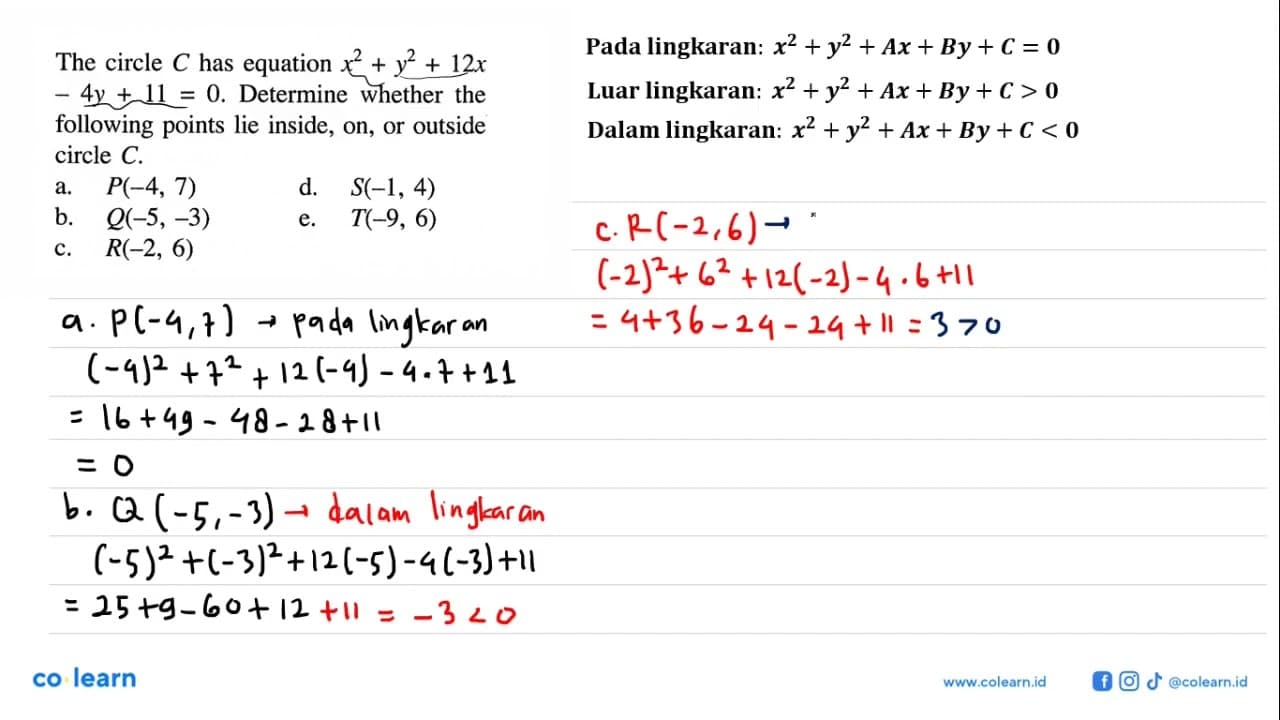 The circle C has equation x^2 + y^2 + 12x - 4y + 11 = 0.