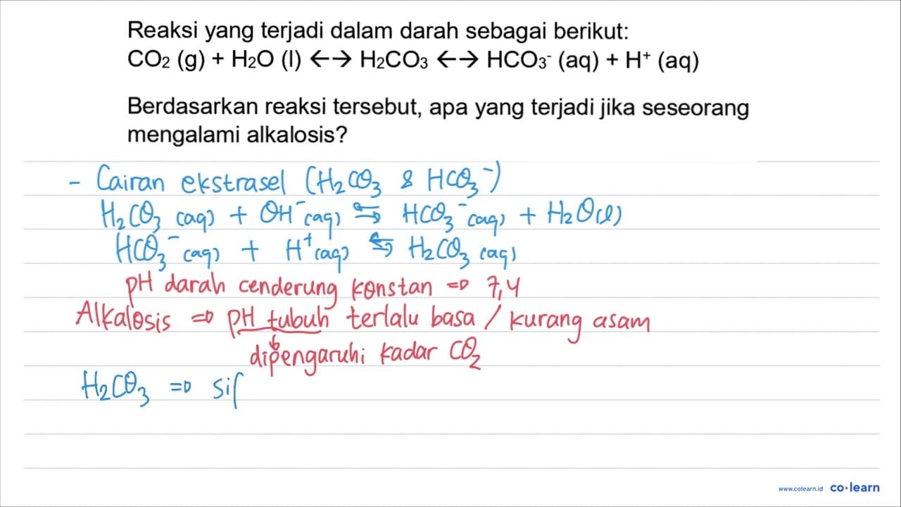 Reaksi yang terjadi dalam darah sebagai berikut: