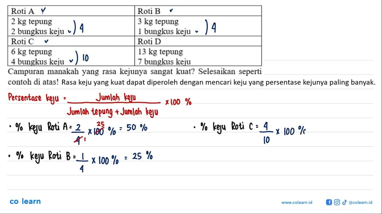 Roti A Roti B 2 kg tepung 3 kg tepung 2 bungkus keju 1