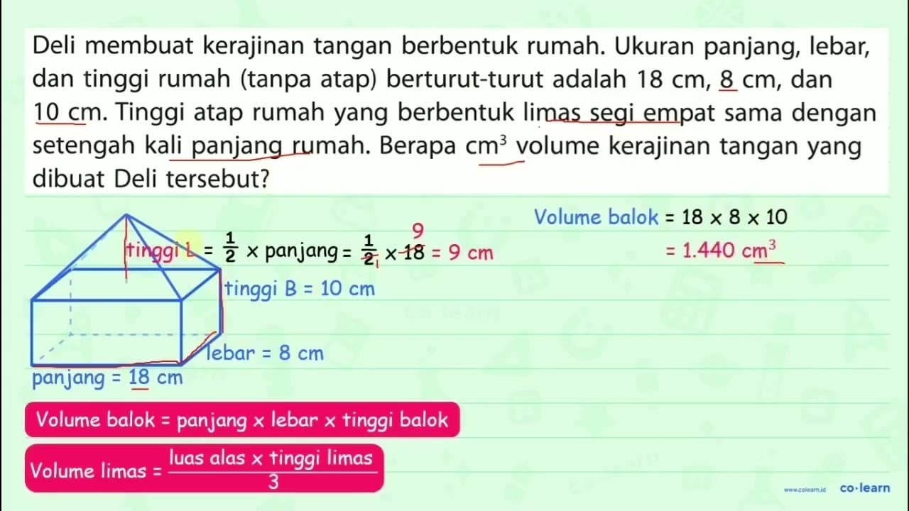 Deli membuat kerajinan tangan berbentuk rumah. Ukuran