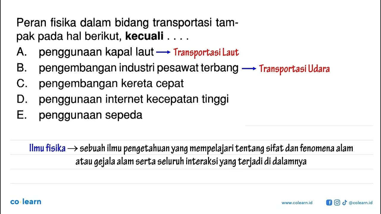 Peran fisika dalam bidang transportasi tampak pada hal