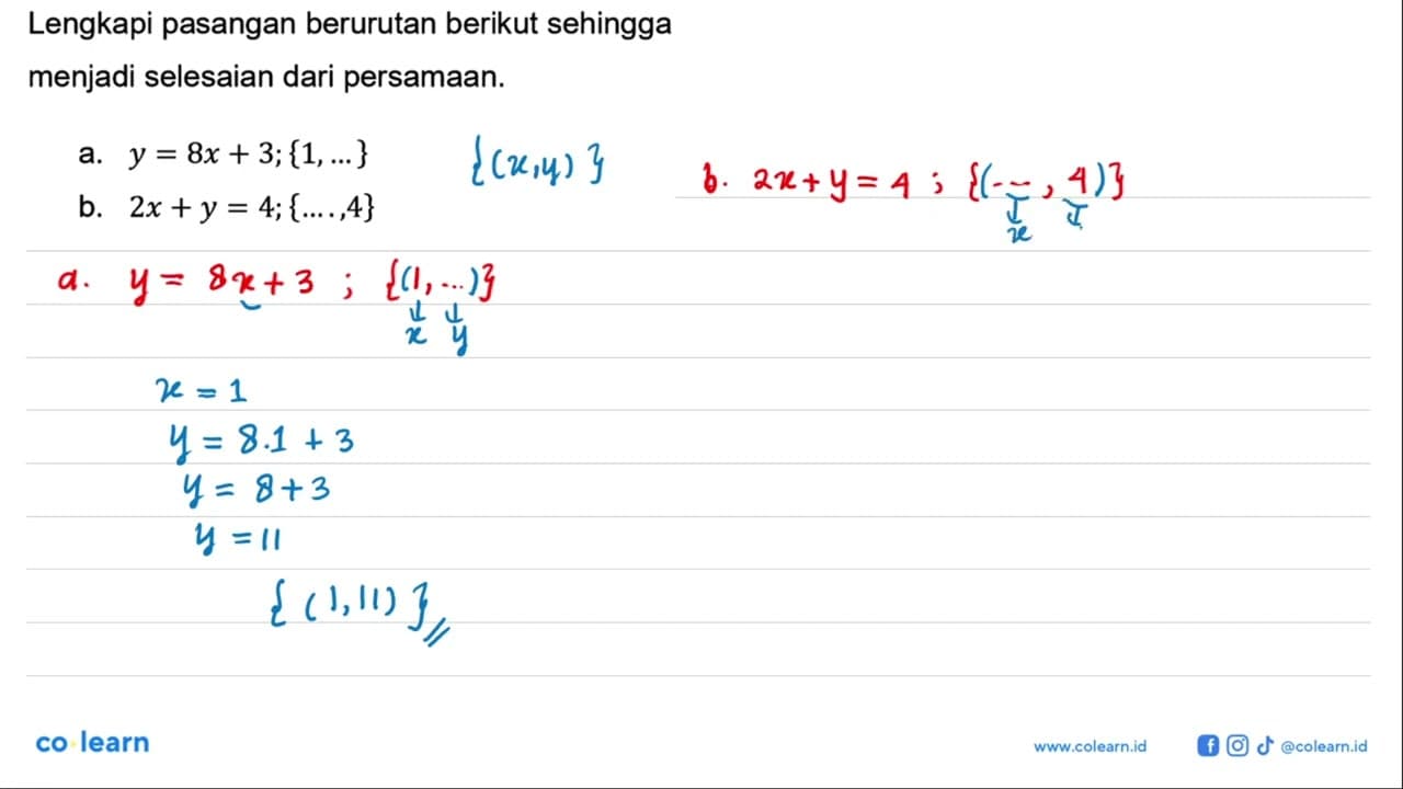 Lengkapi pasangan berurutan berikut sehingga menjadi