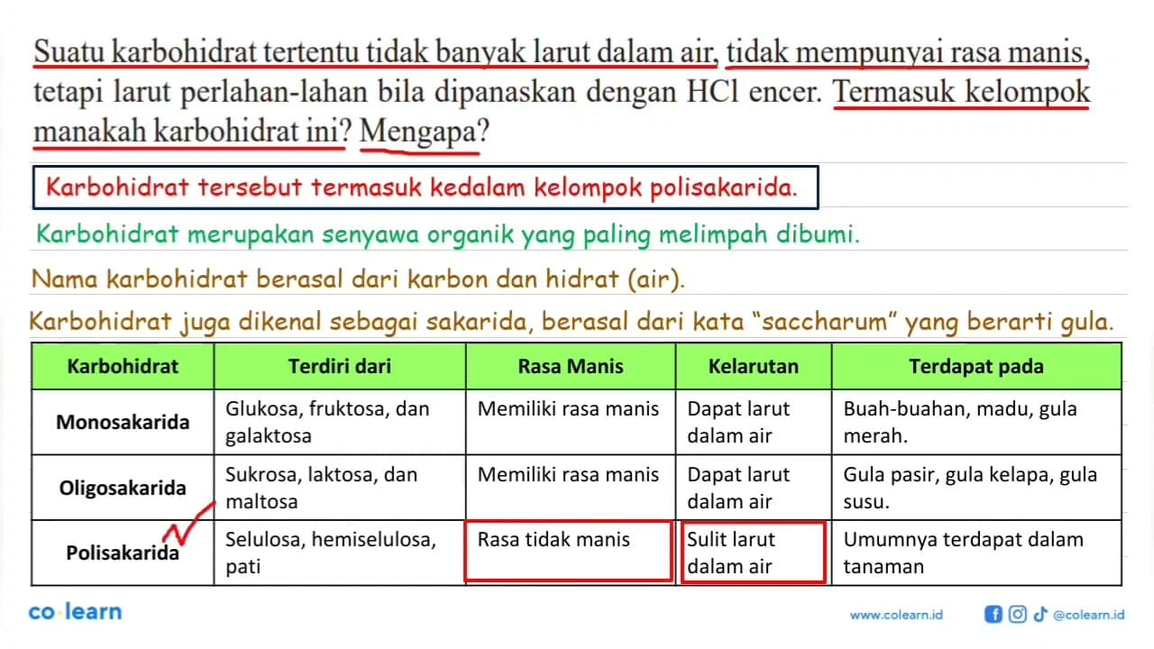 Suatu karbohidrat tertentu tidak banyak larut dalam air,