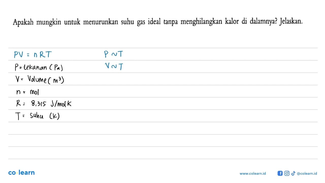 Apakah mungkin untuk menurunkan suhu gas ideal tanpa