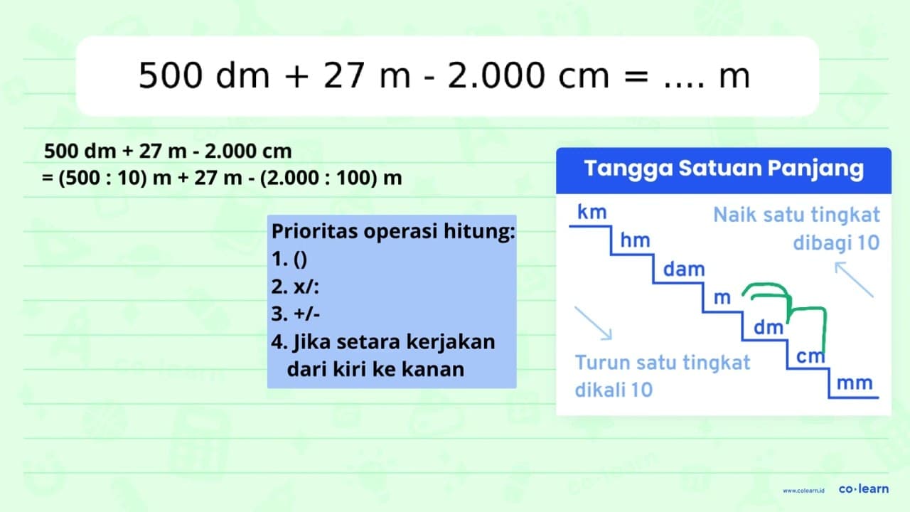 500 dm+27 m-2.000 cm=... . m