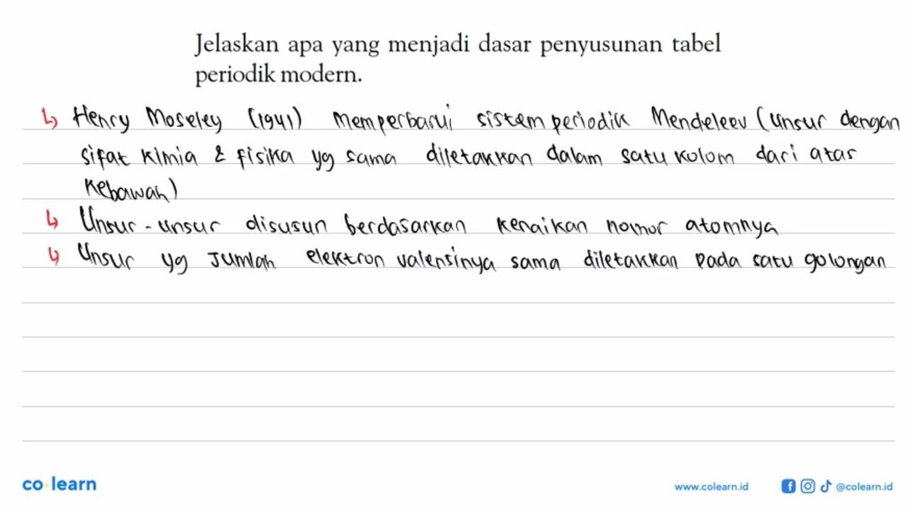 Jelaskan apa yang menjadi dasar penyusunan tabel periodik