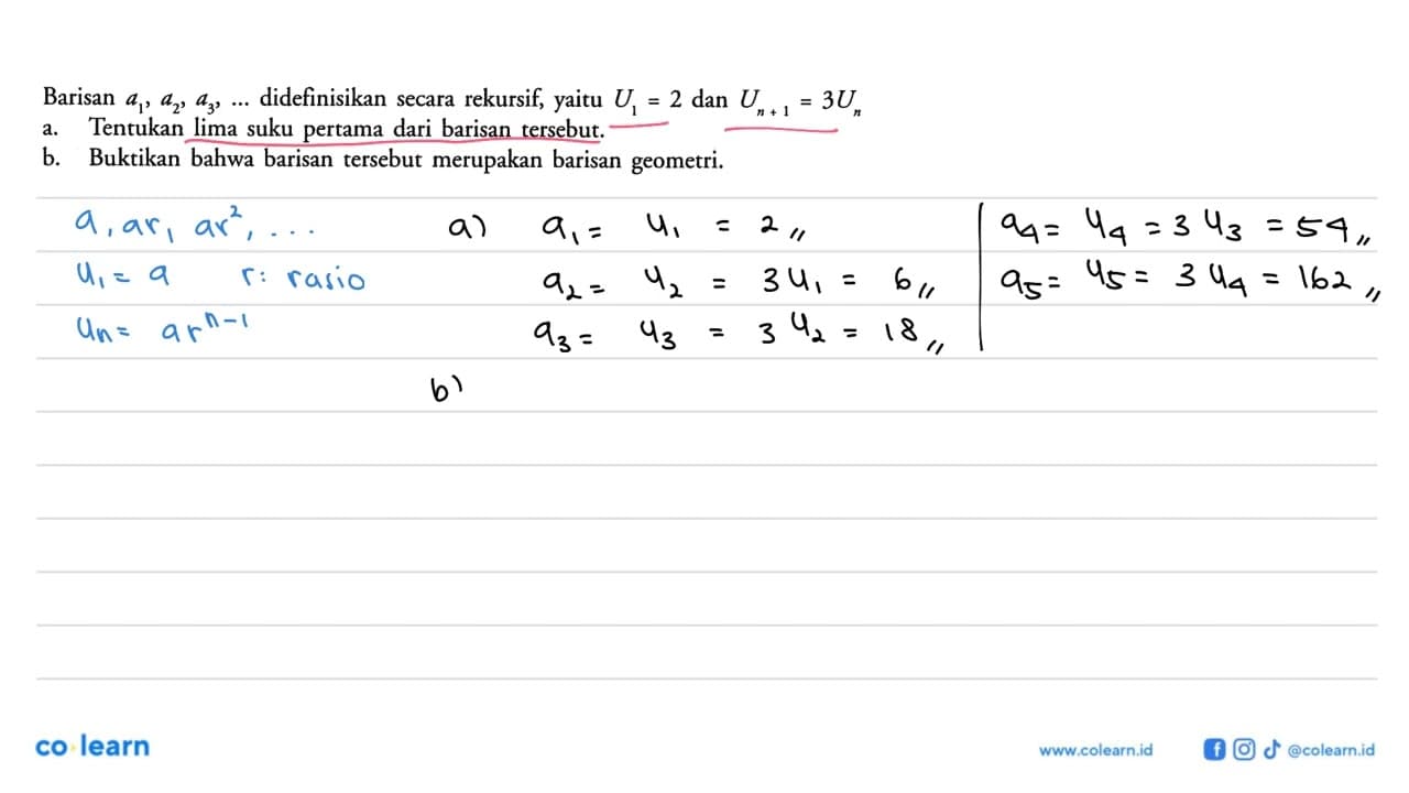 Barisan a1, a2, a3, ... didefinisikan secara rekursif,