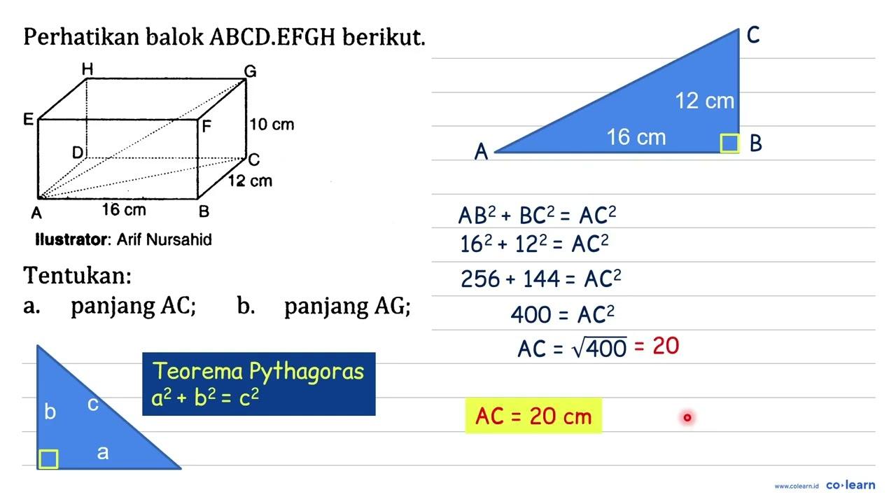 Perhatikan balok ABCD.EFGH berikut. A 16 cm B 12 cm C D 10