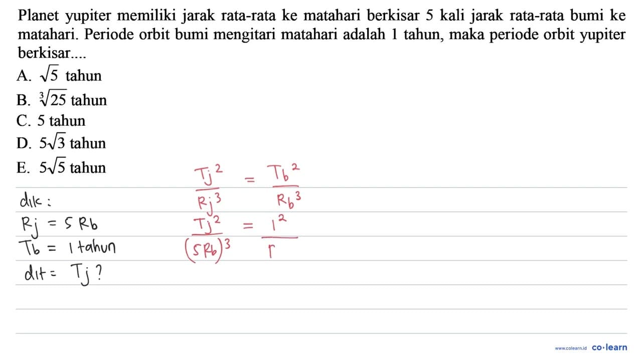 Planet yupiter memiliki jarak rata-rata ke matahari