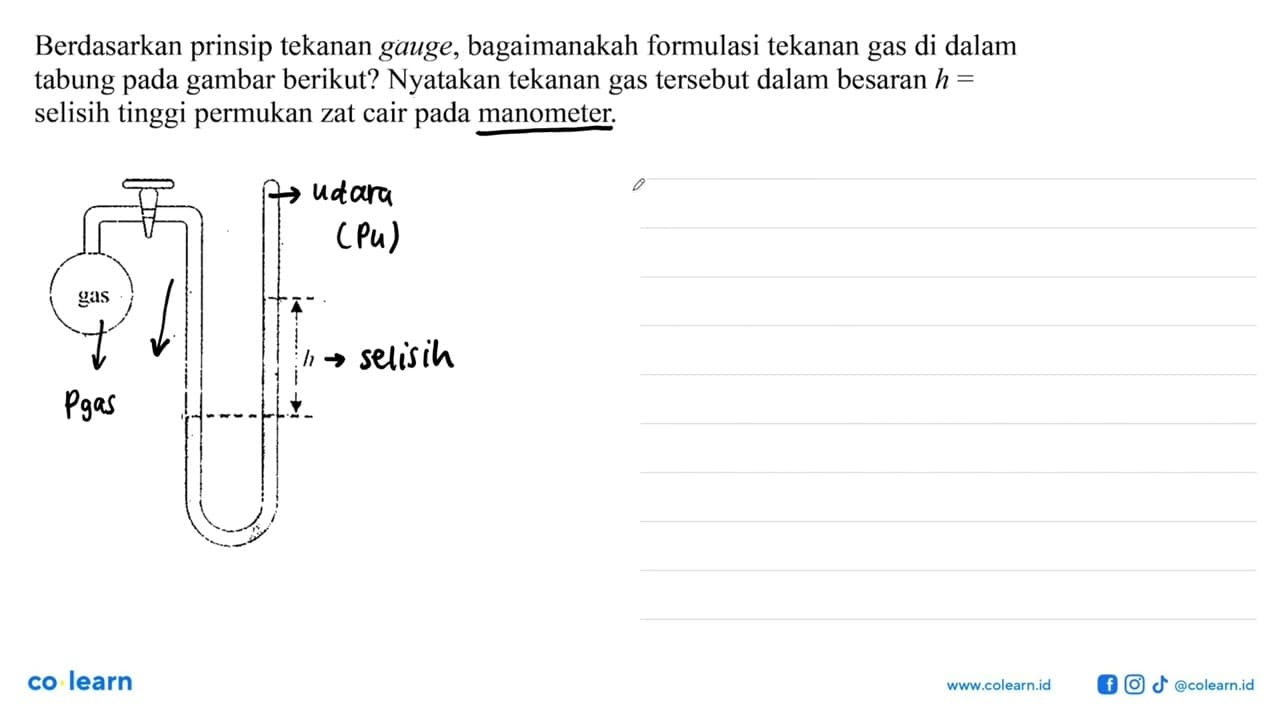 Berdasarkan prinsip tekanan gauge, bagaimanakah formulasi