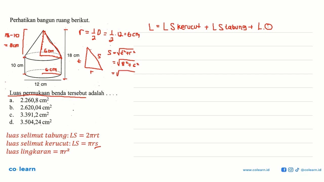 perhatikan bangun ruang berikut. 18 cm 10 cm 12 cmLuas