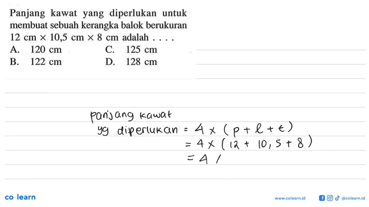 Panjang kawat yang diperlukan untuk membuat sebuah kerangka