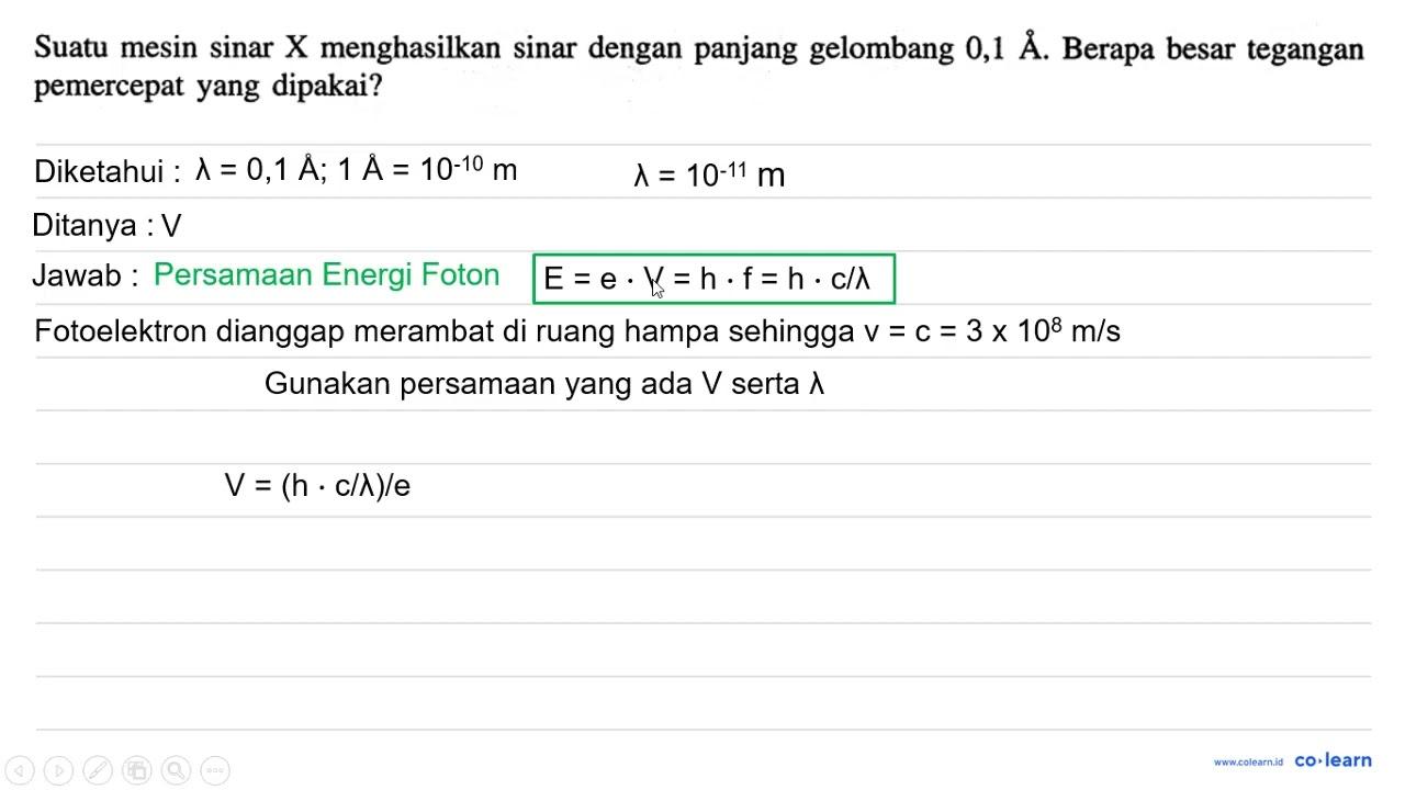 Suatu mesin sinar X menghasilkan sinar dengan panjang