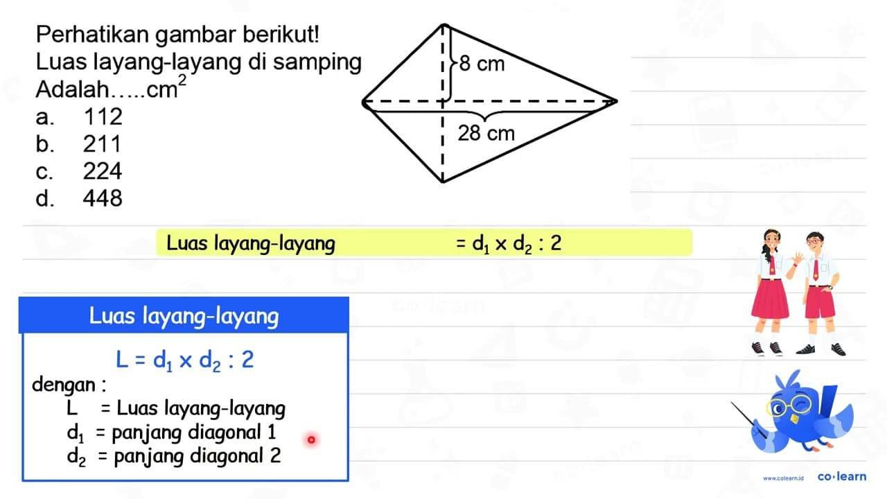 Perhatikan gambar berikut! Luas layang-layang di samping