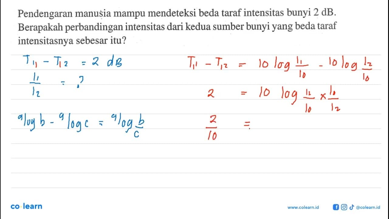 Pendengaran manusia mampu mendeteksi beda taraf intensitas