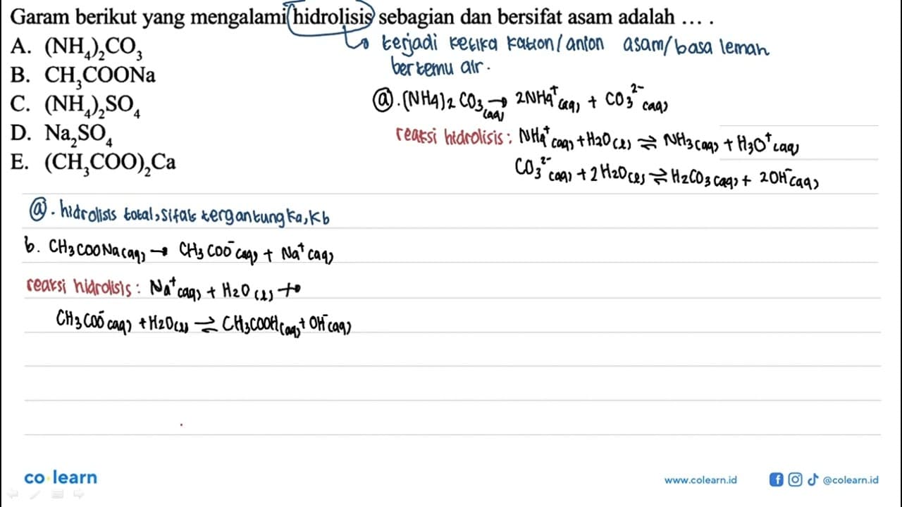 Garam berikut yang mengalami hidrolisis sebagian dan